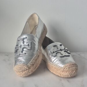 Silver Espadrille Flats